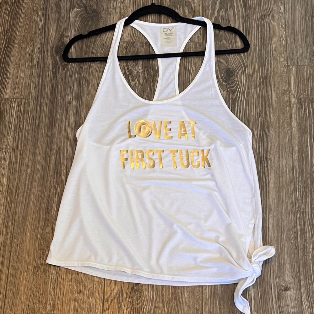 Pure Barre Racerback White Tank - Love At First Tuck